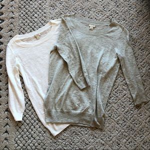 J. Crew Bundle of 2 Tops White and Grey XXS and XS